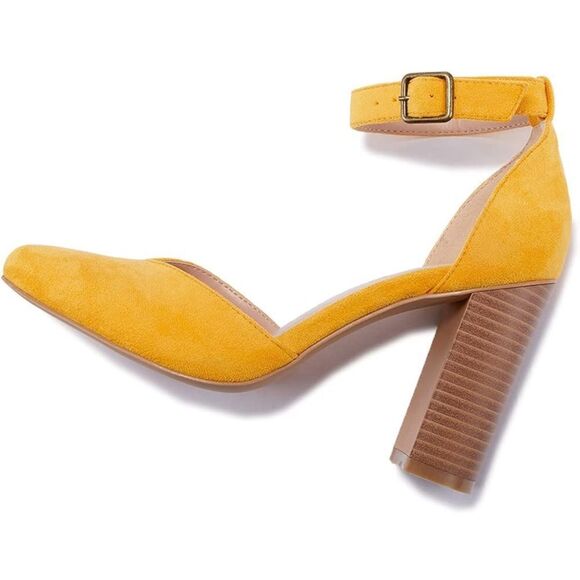 Soludos Collette Leather Ankle Strap Suede Heels in Marigold Women’s Size 10 - Picture 4 of 11